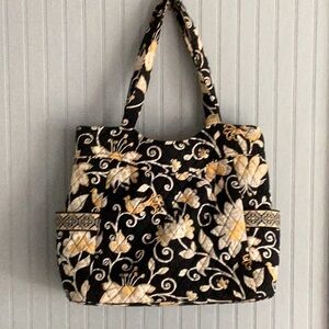 Vera Bradley Black and Cream Tote with Floral Design
